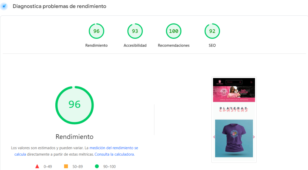 Ojo Puerco web site velocidad